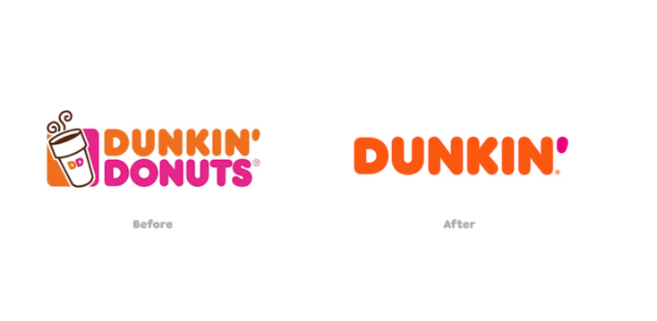 Dunkin 重新設(shè)計(jì)前后的標(biāo)志。.png